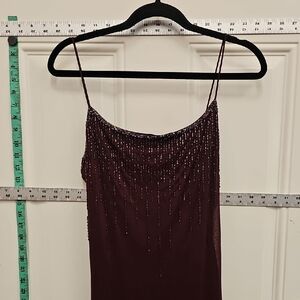 Elegant, Burgundy, Beaded, Prom, Dress, Wedding, Dance, Formal, Summer, 2000s